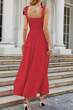 Load image into Gallery viewer, Tie-Shoulder Smocked Tiered Dress