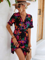 Load image into Gallery viewer, Printed Flounce Sleeve Tied Dress