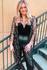 Load image into Gallery viewer, Sequin Open Front Sheer Cardigan