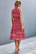 Load image into Gallery viewer, Printed Button Front Tie-Waist Sleeveless Collared Dress