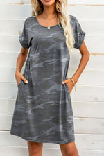 Load image into Gallery viewer, Scoop Neck Short Sleeve Pocket Dress