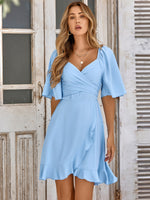 Load image into Gallery viewer, Smocked Tie Back Ruffle Hem Dress