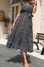 Load image into Gallery viewer, Floral Tie-Waist Ruffle Hem Dress