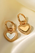 Load image into Gallery viewer, Inlaid Shell Heart Drop Earrings