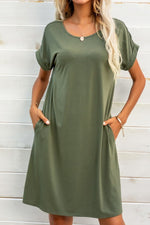 Load image into Gallery viewer, Scoop Neck Short Sleeve Pocket Dress