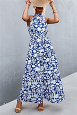 Load image into Gallery viewer, Printed Sleeveless Tie Waist Maxi Dress