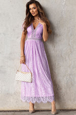 Load image into Gallery viewer, Scalloped Trim Lace Plunge Dress