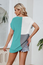 Load image into Gallery viewer, Color Block V-Neck Knit Top
