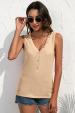 Load image into Gallery viewer, Buttoned Deep V Tank
