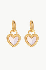 Load image into Gallery viewer, Inlaid Shell Heart Drop Earrings