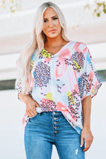 Load image into Gallery viewer, Mixed Print V-Neck Half Sleeve Top