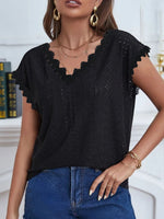 Load image into Gallery viewer, V-Neck Eyelet Short Sleeve Top