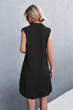 Load image into Gallery viewer, Buttoned Johnny Collar Sleeveless Dress