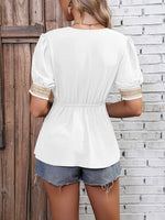 Load image into Gallery viewer, Contrast V-Neck Babydoll Top