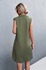Load image into Gallery viewer, Buttoned Johnny Collar Sleeveless Dress