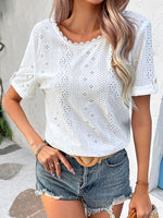 Load image into Gallery viewer, Eyelet Short Sleeve Double-Sided Shirt