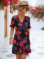 Load image into Gallery viewer, Printed Flounce Sleeve Tied Dress