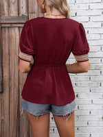 Load image into Gallery viewer, Contrast V-Neck Babydoll Top