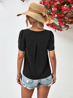 Load image into Gallery viewer, Cutout Round Neck Petal Sleeve Blouse