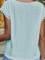 Load image into Gallery viewer, V-Neck Eyelet Short Sleeve Top