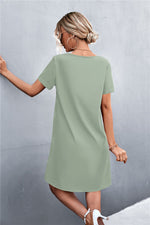 Load image into Gallery viewer, Spliced Lace Contrast Short Sleeve Dress