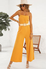 Load image into Gallery viewer, Cutout Spaghetti Strap Tie Back Wide Leg Jumpsuit