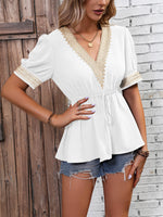 Load image into Gallery viewer, Contrast V-Neck Babydoll Top