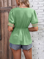 Load image into Gallery viewer, Contrast V-Neck Babydoll Top