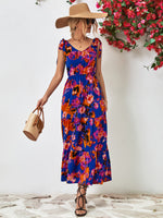 Load image into Gallery viewer, Multicolored V-Neck Backless Midi Dress