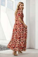 Load image into Gallery viewer, Floral V-Neck Short Flounce Sleeve Dress