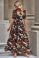 Load image into Gallery viewer, Floral V-Neck Short Flounce Sleeve Dress