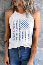 Load image into Gallery viewer, Floral Graphic Grecian Neck Tank