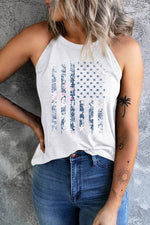 Load image into Gallery viewer, Floral Graphic Grecian Neck Tank