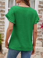 Load image into Gallery viewer, Textured Petal Sleeve Round Neck Tee
