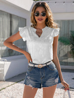 Load image into Gallery viewer, Notched Neck Butterfly Sleeve Blouse