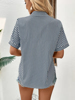Load image into Gallery viewer, Lapel Collar Short Sleeve Blouse