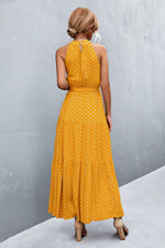 Load image into Gallery viewer, Printed Sleeveless Tie Waist Maxi Dress