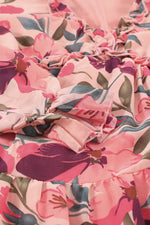 Load image into Gallery viewer, Floral Frill Trim Flounce Sleeve Plunge Maxi Dress