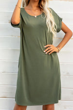 Load image into Gallery viewer, Scoop Neck Short Sleeve Pocket Dress