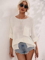 Load image into Gallery viewer, Boat Neck Cuffed Sleeve Slit Tunic Knit Top
