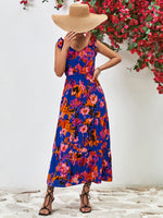 Load image into Gallery viewer, Multicolored V-Neck Backless Midi Dress