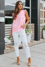 Load image into Gallery viewer, Floral Tie Neck Ruffled Sleeveless Top
