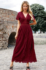 Load image into Gallery viewer, Scalloped Trim Lace Plunge Dress