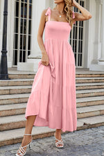 Load image into Gallery viewer, Tie-Shoulder Smocked Tiered Dress