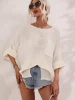 Load image into Gallery viewer, Boat Neck Cuffed Sleeve Slit Tunic Knit Top