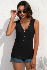 Load image into Gallery viewer, Buttoned Deep V Tank