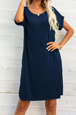 Load image into Gallery viewer, Scoop Neck Short Sleeve Pocket Dress
