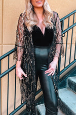 Load image into Gallery viewer, Sequin Open Front Sheer Cardigan