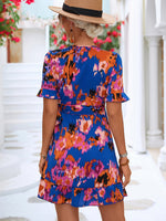Load image into Gallery viewer, Printed Flounce Sleeve Tied Dress