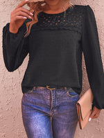 Load image into Gallery viewer, Swiss Dot Lace Trim Long Sleeve Blouse